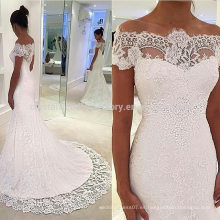 Nueva manera de la alta calidad de los vestidos de boda blancos de encargo MW2548 del cordón de la sirena del vestido nupcial del hombro